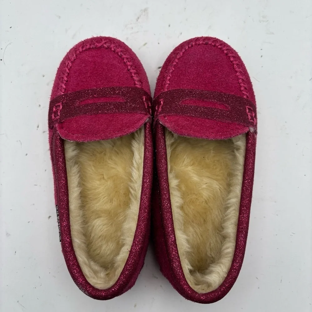 G.H Bass & Co. Pink Bass Fur-Lined Kids Slipper Moccasins Size 11